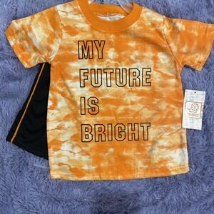 Toddler Boys " My Future Is Bright" orange Tie Dye Shorts Outfit